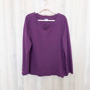 Talbots Womens Sweatshirt XL Purple Boat Neck Long Sleeve Preppy Classic Cozy